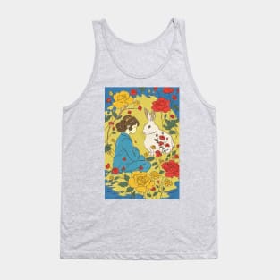 The white rabbit and the little girl on the moon Tank Top